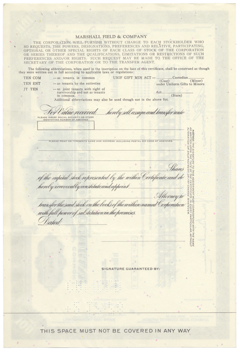 Marshall Field & Company Stock Certificate