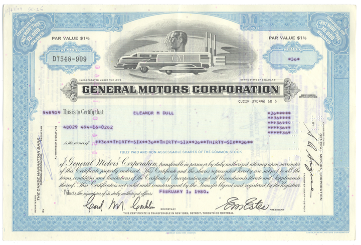 General Motors Stock Certificate