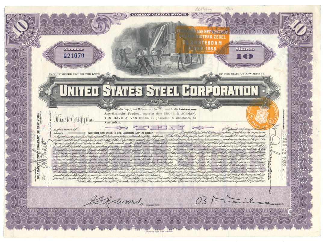 United States Steel Corporation Stock Certificate