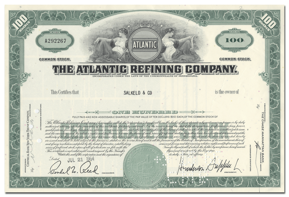 Atlantic Refining Company Stock Certificate