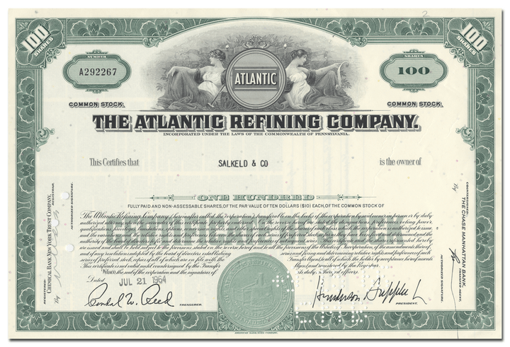 Atlantic Refining Company Stock Certificate