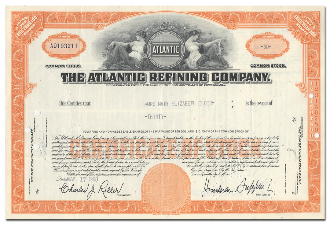 Atlantic Refining Company Stock Certificate