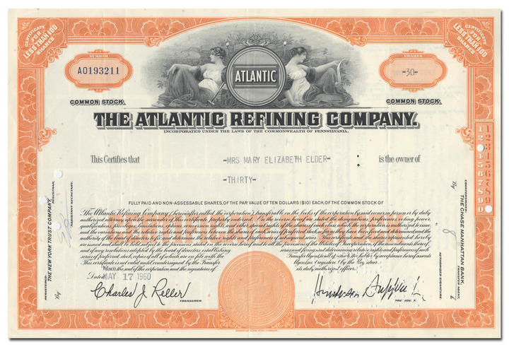 Atlantic Refining Company Stock Certificate