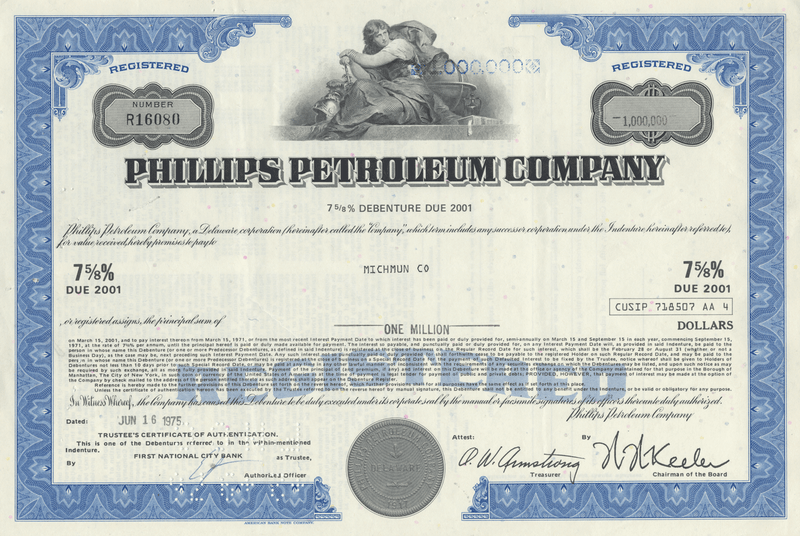 Phillips Petroleum Company Bond Certificate