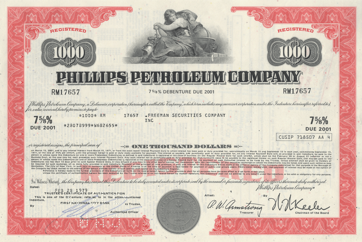 Phillips Petroleum Company Bond Certificate