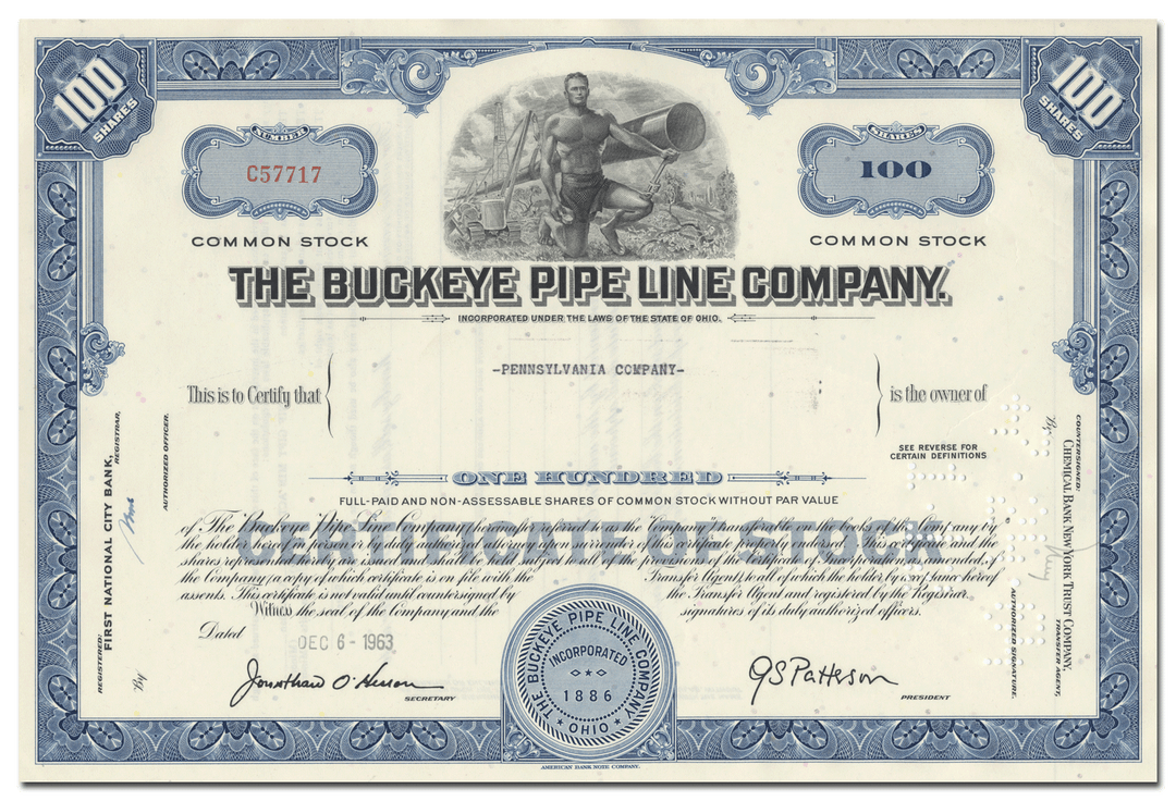 Buckeye Pipe Line Company Stock Certificate