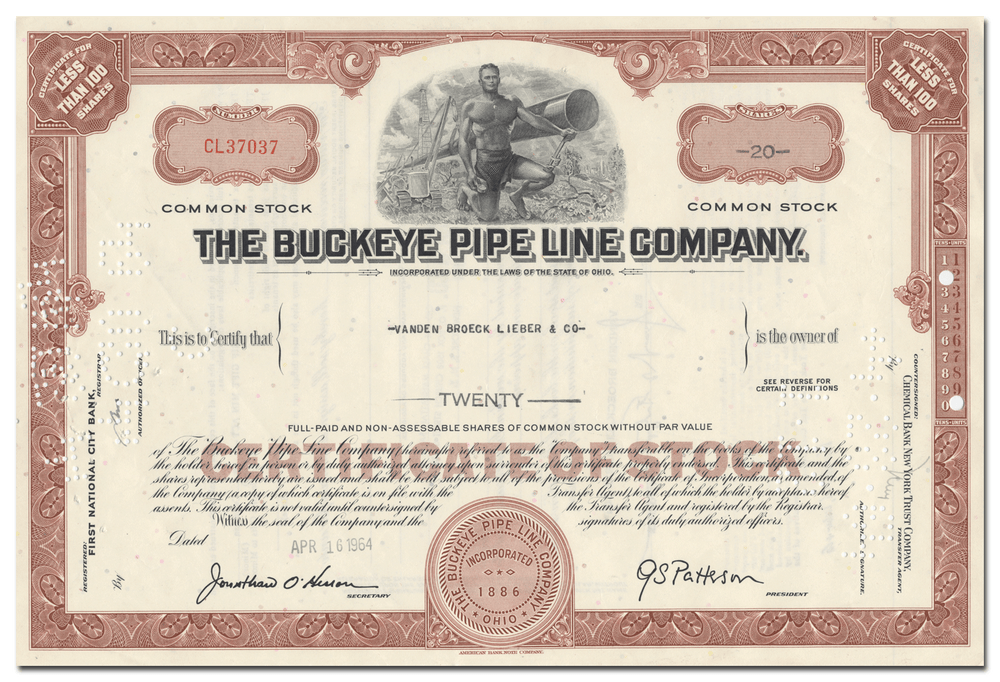 Buckeye Pipe Line Company Stock Certificate