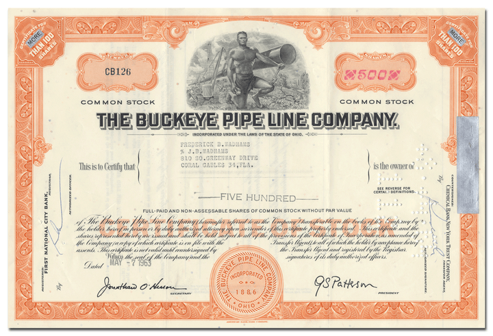 Buckeye Pipe Line Company Stock Certificate