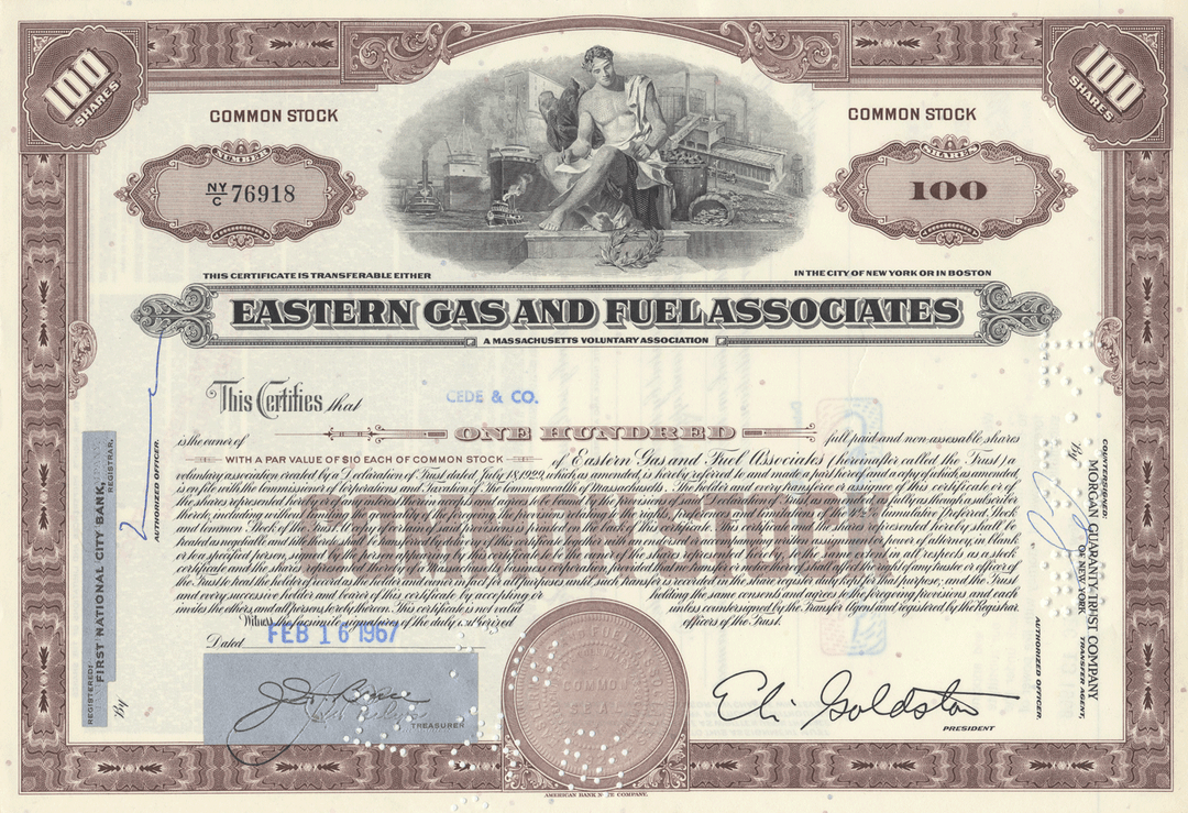 Eastern Gas and Fuel Associates Stock Certificate