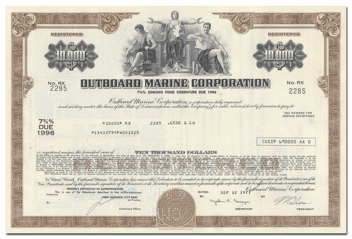 Outboard Marine Corporation Stock Certificate