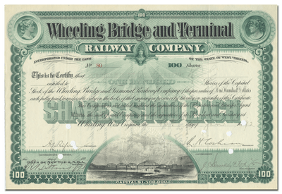 Wheeling Bridge and Terminal Railway Company Stock Certificate