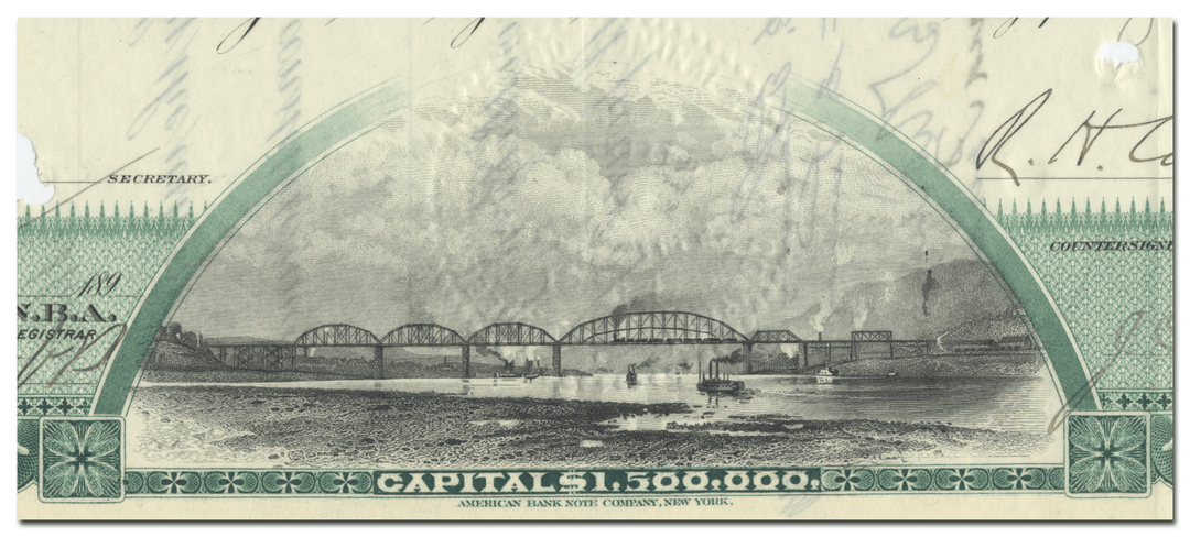 Wheeling Bridge and Terminal Railway Company Stock Certificate