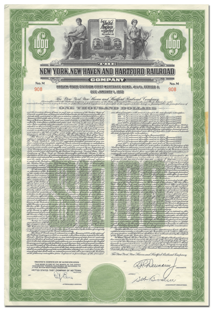 New York, New Haven and Hartford Railroad Company Bond Certificate