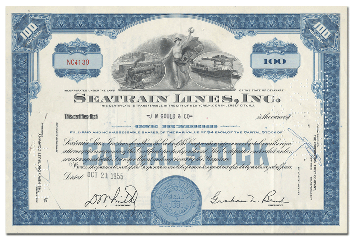 Seatrain Lines, Inc. Stock Certificate