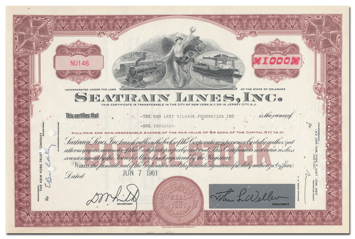 Seatrain Lines, Inc. Stock Certificate