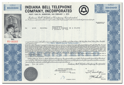 Indiana Bell Telephone Company, Incorporated Bond Certificate