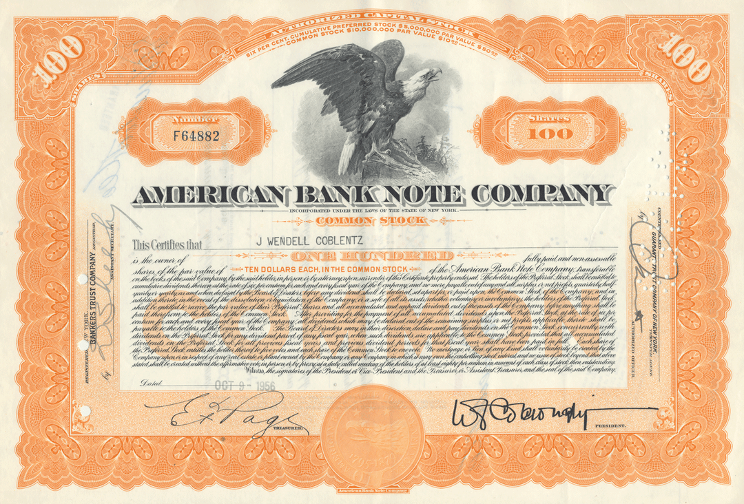 American Bank Note Company Stock Certificate