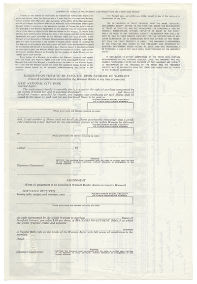 Builders Investment Group Stock Certificate