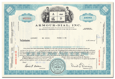 Armour-Dial, Inc. Stock Certificate