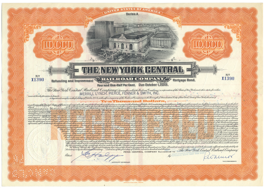 New York Central Railroad Company Bond Certificate