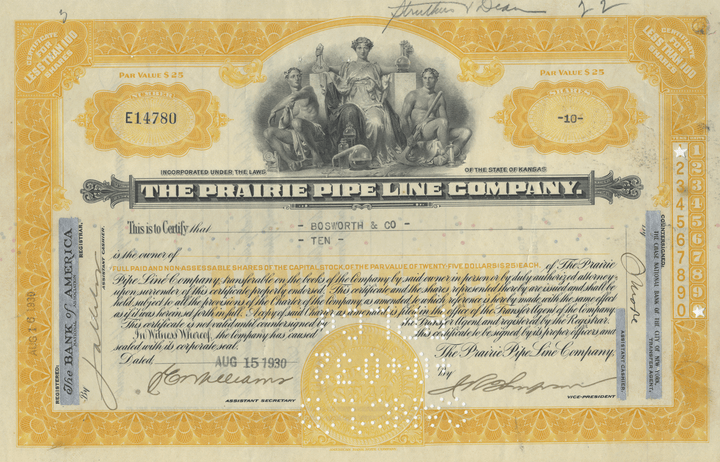 Prairie Pipe Line Company Stock Certificate