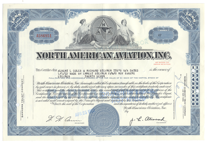 North American Aviation, Inc. Stock Certificate