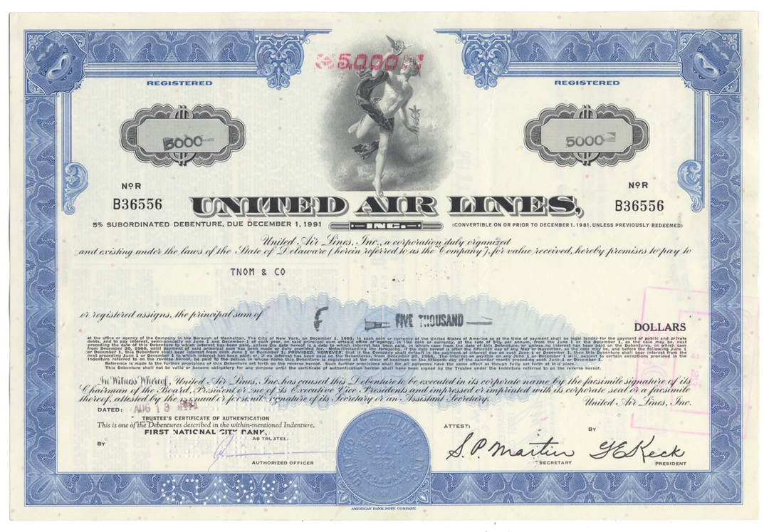 United Air Lines, Inc. Bond Certificate