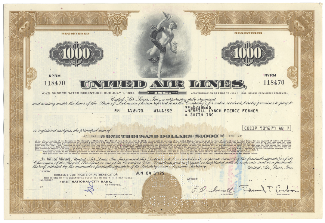 United Air Lines, Inc. Bond Certificate