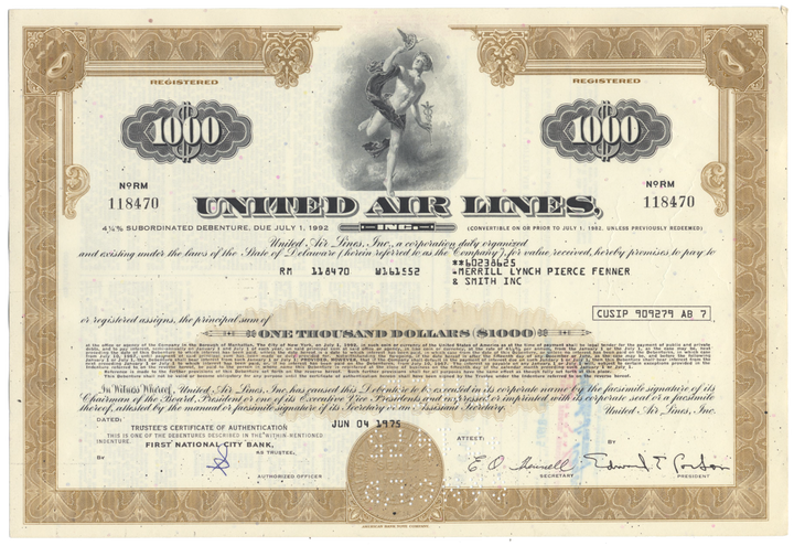 United Air Lines, Inc. Bond Certificate