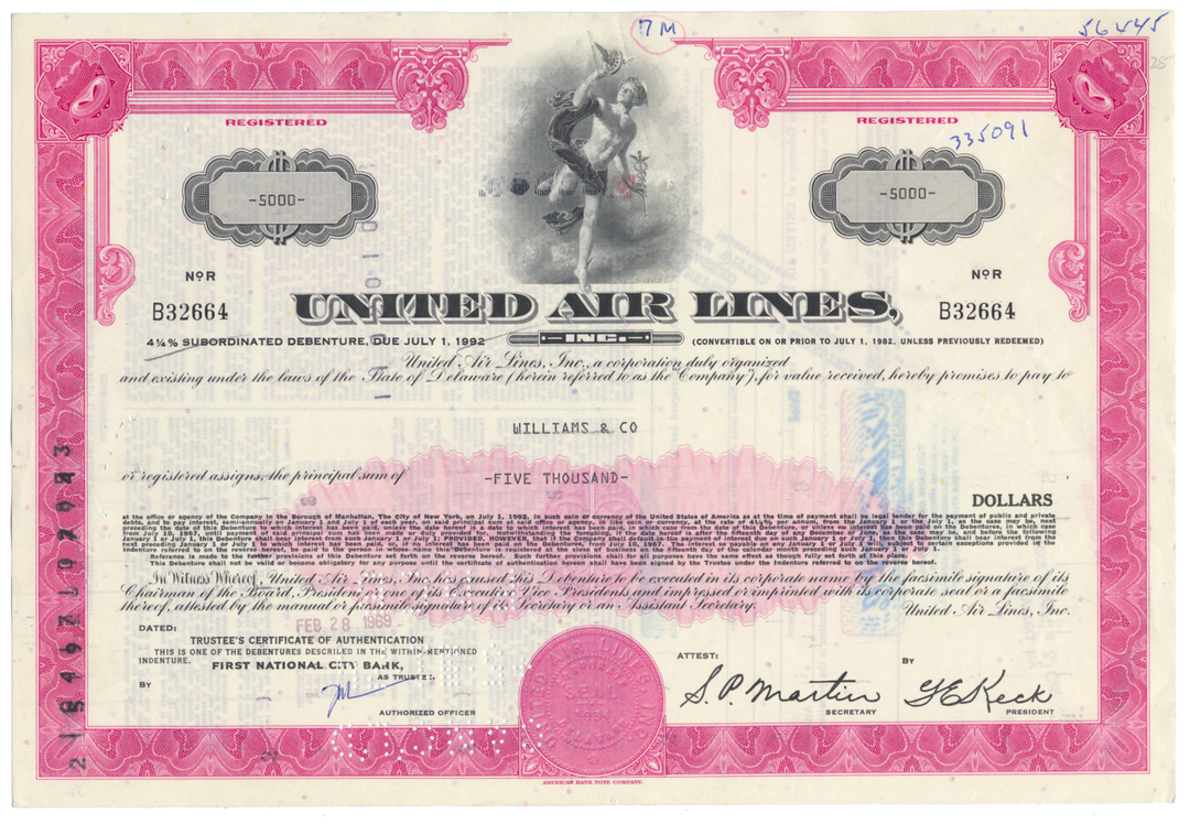 United Air Lines, Inc. Bond Certificate