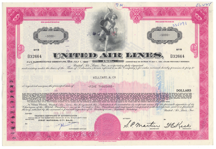 United Air Lines, Inc. Bond Certificate