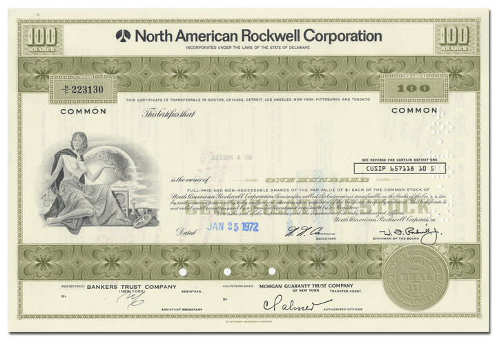 North American Rockwell Corporation Stock Certificate