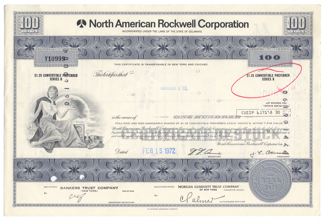 North American Rockwell Corporation Stock Certificate