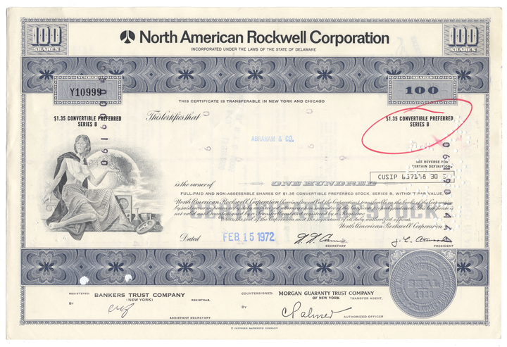 North American Rockwell Corporation Stock Certificate