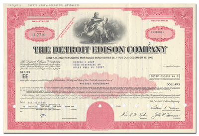 Detroit Edison Company Bond Certificate
