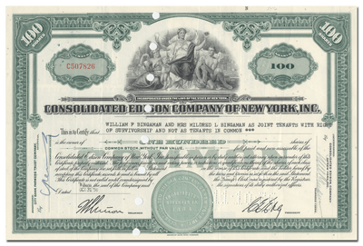 Consolidated Edison Company of New York, Inc. Stock Certificate