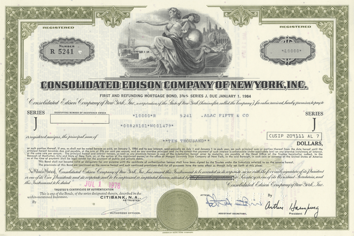 Consolidated Edison Company of New York, Inc. Bond Certificate