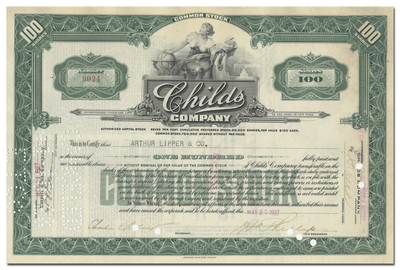 Childs Company Stock Certificate