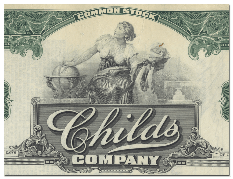 Childs Company Stock Certificate