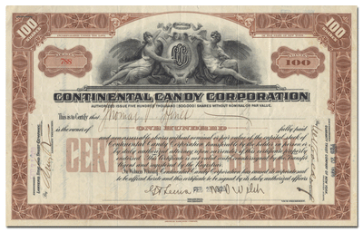 Continental Candy Corporation Stock Certificate