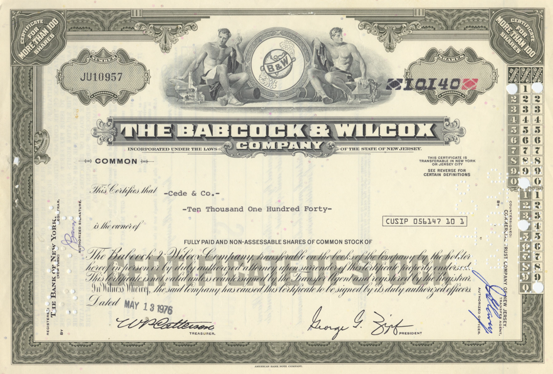 Babcock & Wilcox Company Stock Certificate