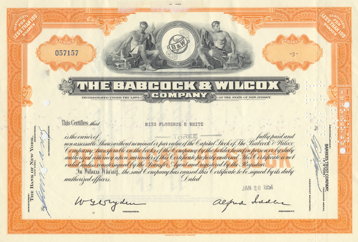 Babcock & Wilcox Company Stock Certificate