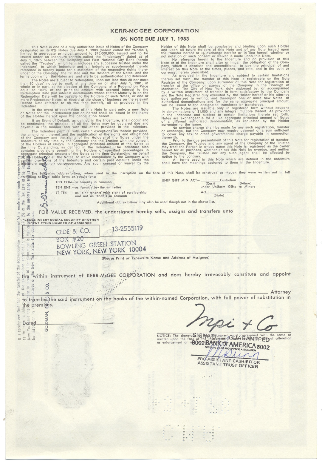 Kerr-McGee Corporation Bond Certificate