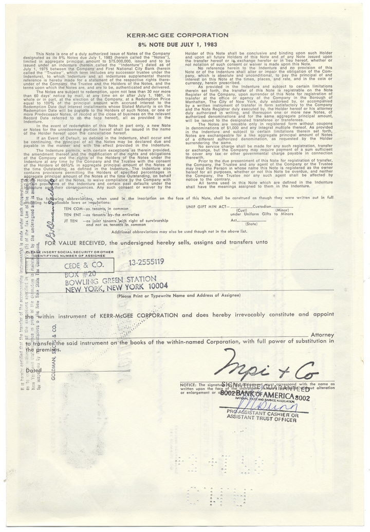 Kerr-McGee Corporation Bond Certificate