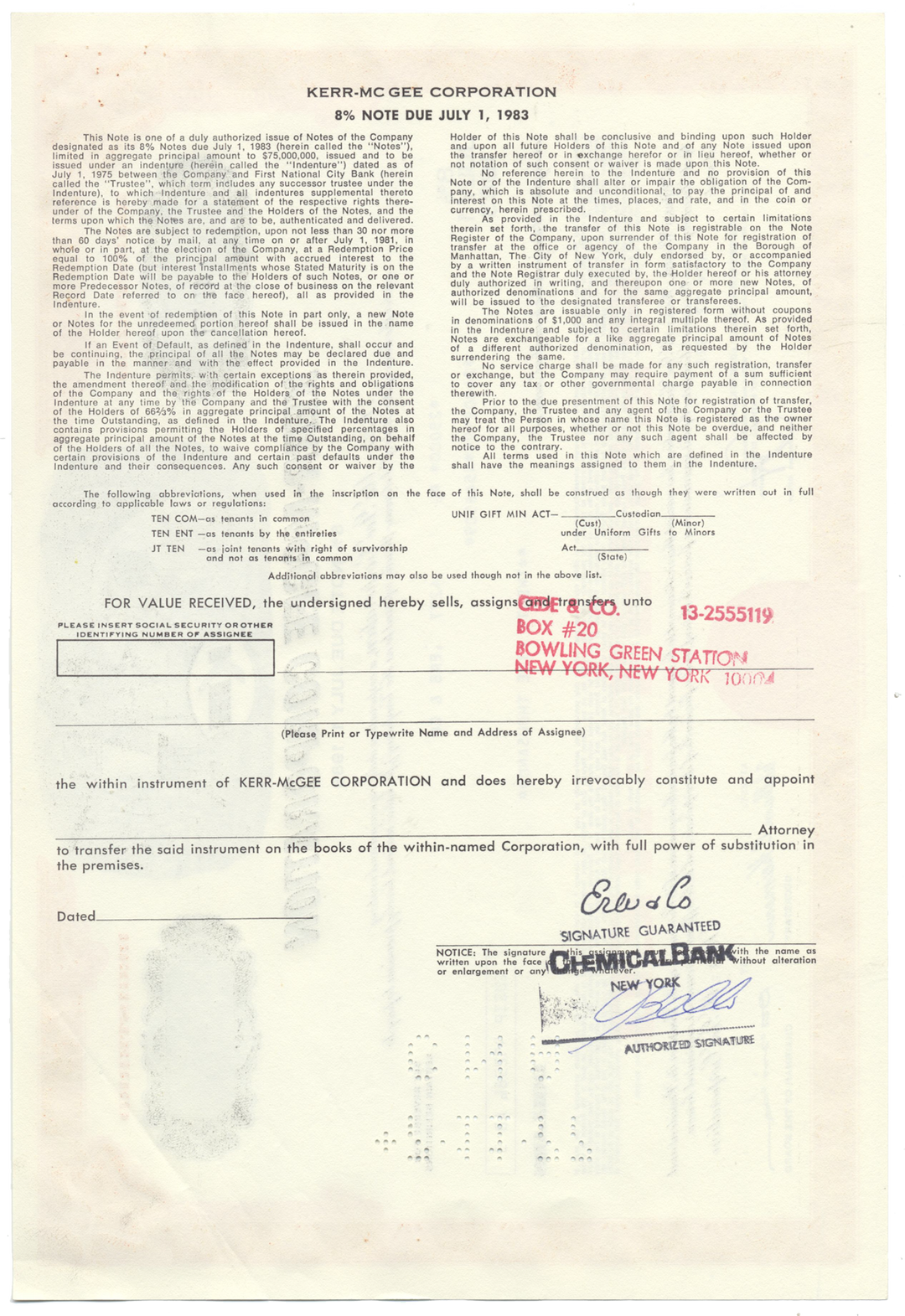 Kerr-McGee Corporation Bond Certificate