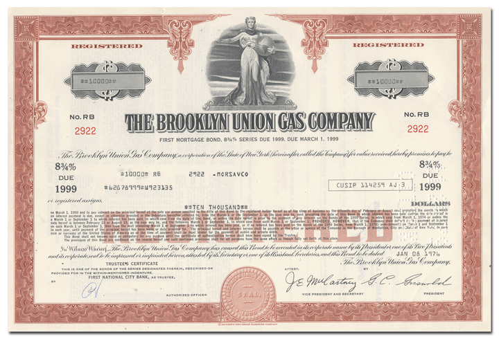 Brooklyn Union Gas Company Bond Certificate