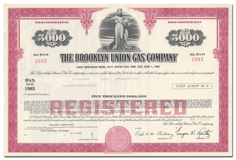 Brooklyn Union Gas Company Bond Certificate