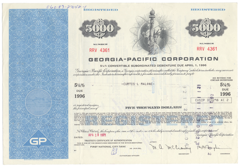 Georgia-Pacific Corporation Bond Certificate