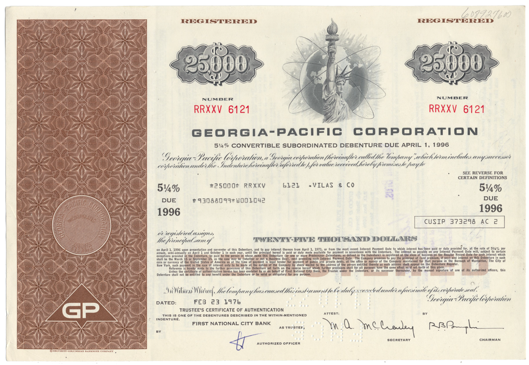 Georgia-Pacific Corporation Bond Certificate