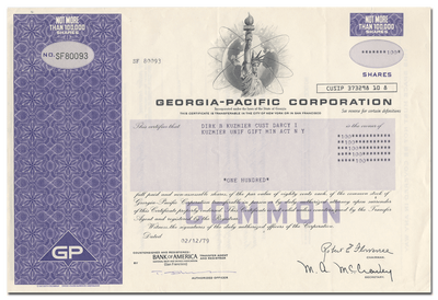 Georgia Pacific Corporation Stock Certificate